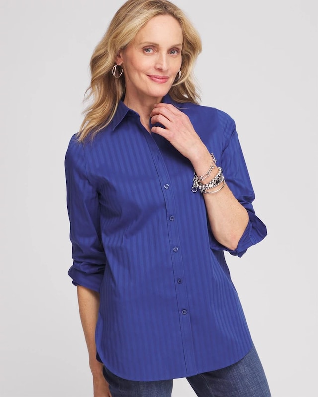 No Iron Cool Stripe Jacquard Shirt